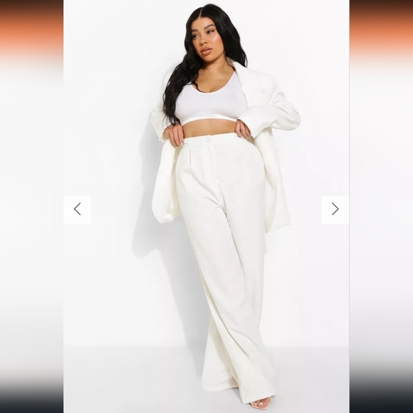 BooHoo Premium Tailored Wide Leg Trouser Pant In Eggshell Sz 12 | NWT - Picture 3 of 10